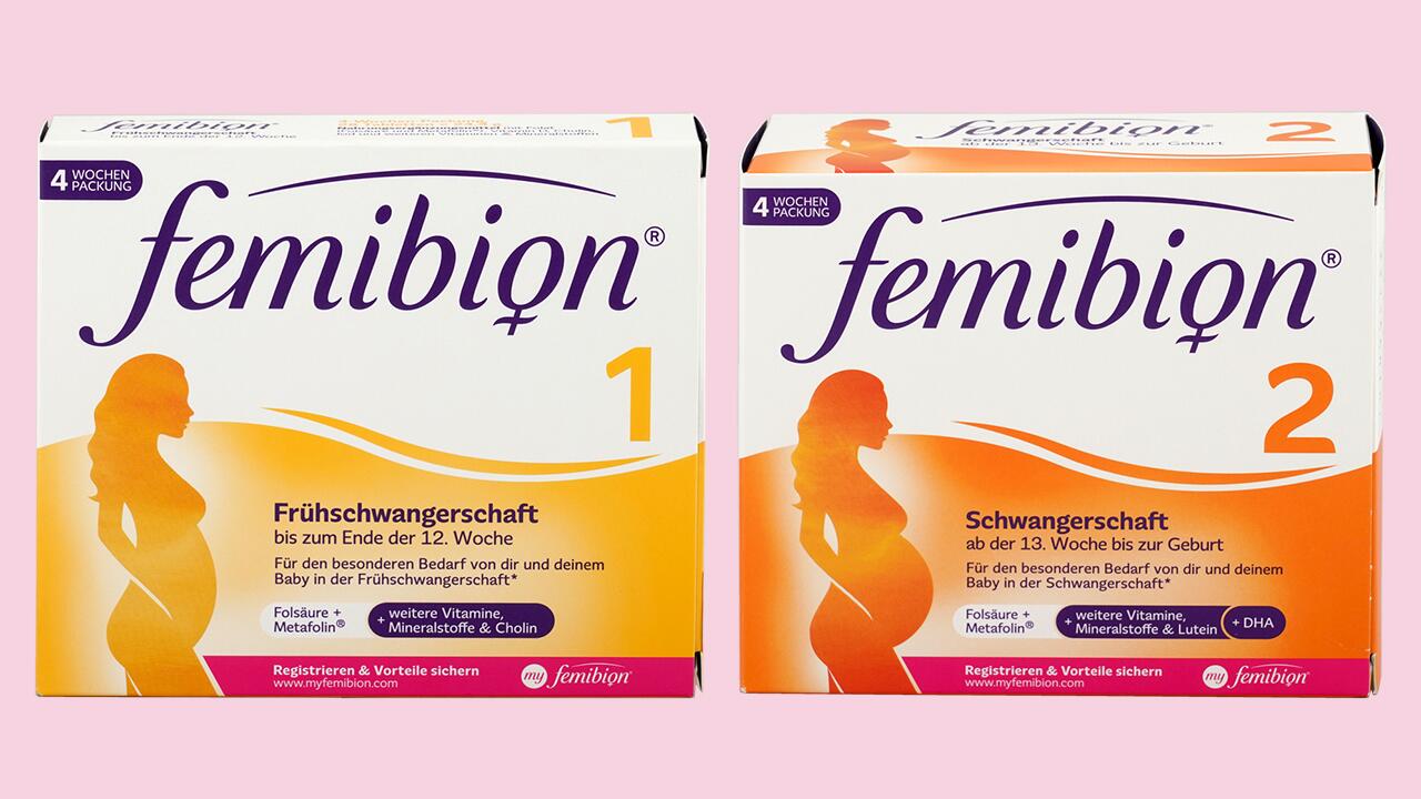 Die beiden Femibion-Vitaminpräparate für Schwangere fallen mit der Note "ungenügend" durch unseren Test.