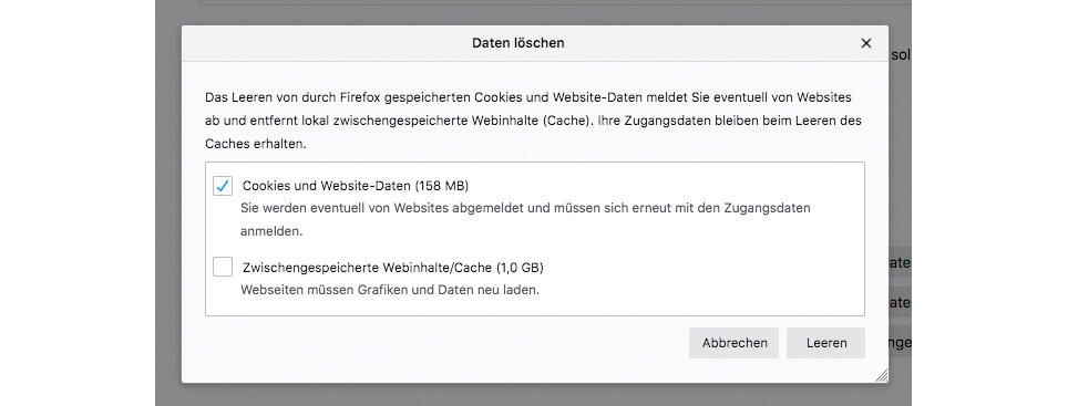 Cookies löschen in Mozilla Firefox