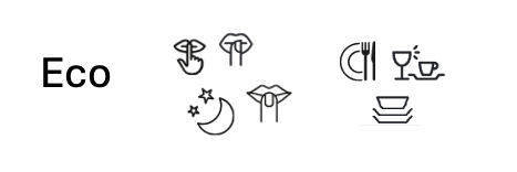Símbolos del lavavajillas: Programa económico, Programa nocturno, Programa estándar (de izquierda a derecha).