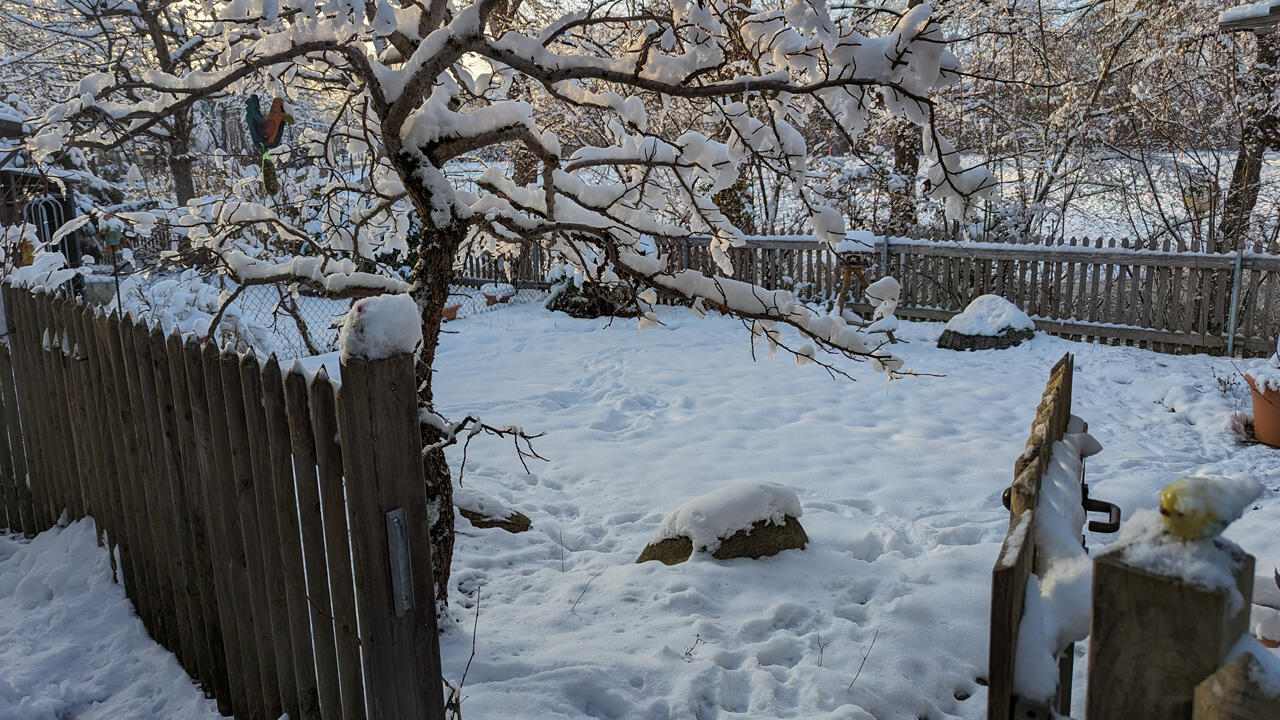 Schnee auf dem Rasen: Bitte liegen lassen!