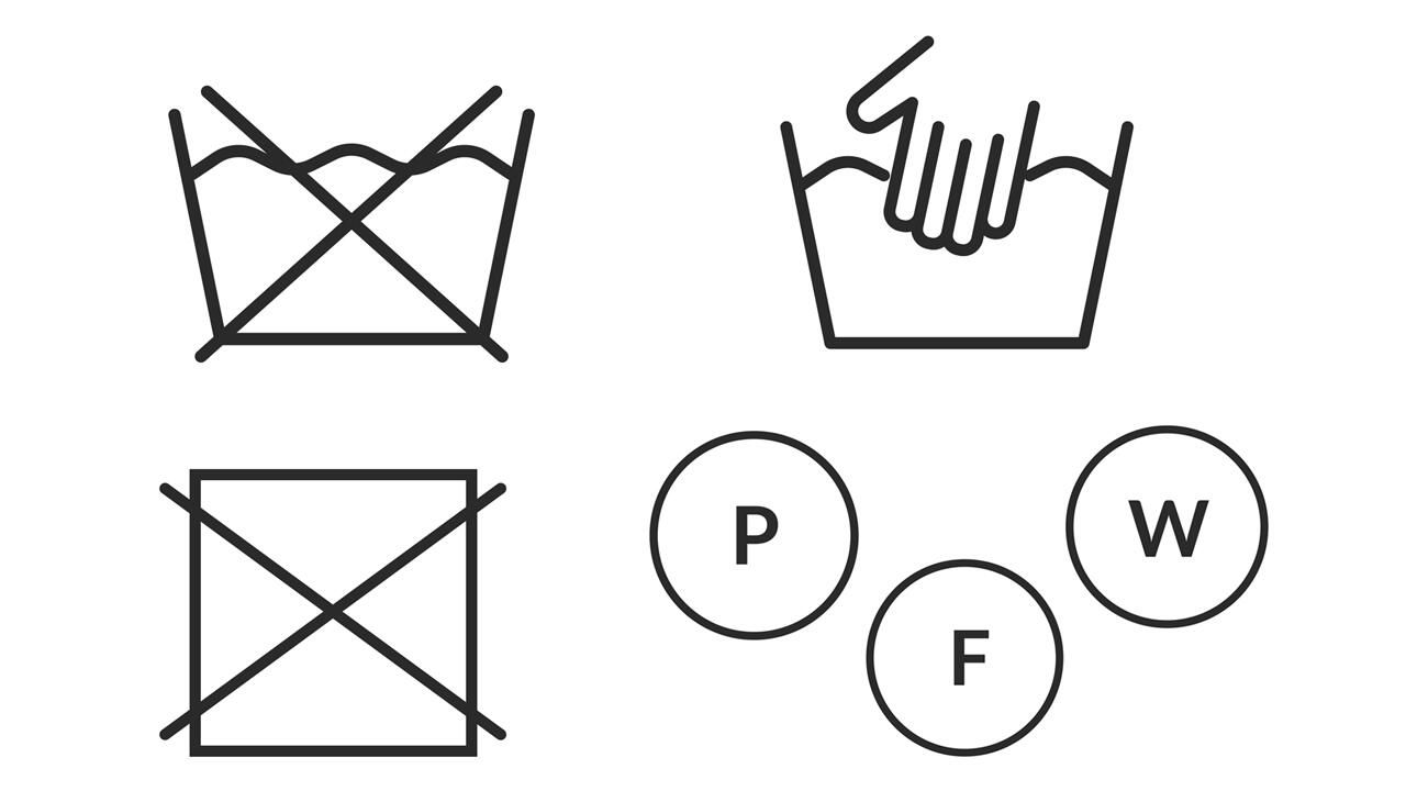 Waschsymbole in Textilien geben an, wie die Wäsche gereinigt werden sollte.