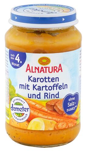 Alnatura Karotten mit Kartoffeln und Rind, Demeter