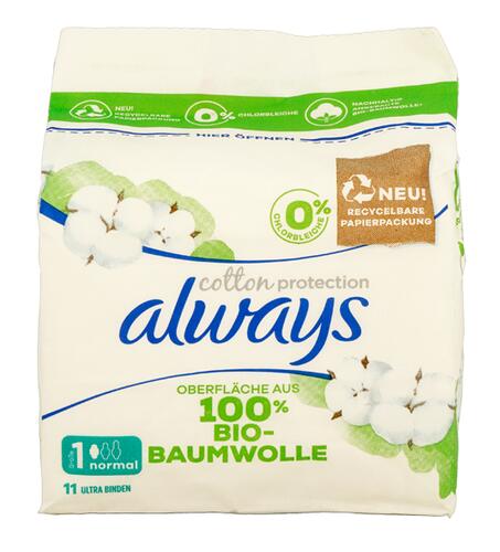 Always Cotton Protection Ultra Binden, normal mit Flügeln