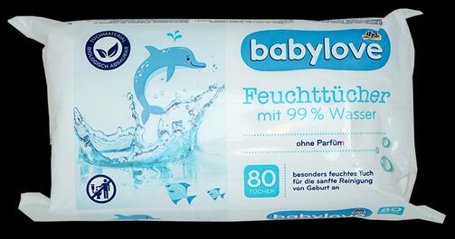 Babylove Feuchttücher mit 99% Wasser, 4er Pack