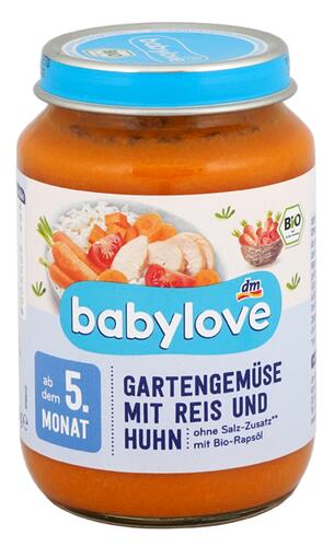 Babylove Gartengemüse mit Reis und Huhn