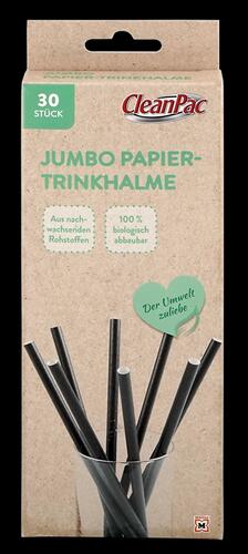 Cleanpac Jumbo-Papiertrinkhalme, schwarz