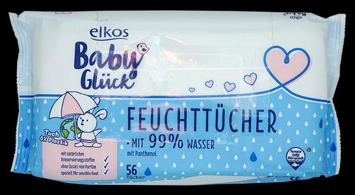 Elkos Baby Glück Feuchttücher mit 99% Wasser 