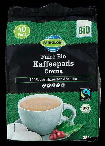 Fairglobe Faire Bio Kaffeepads Crema, 40 Pads