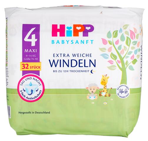 Hipp Babysanft Extra Weiche Windeln, Größe 4, Maxi, 9-14 kg