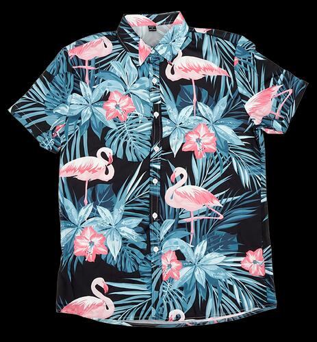 Manfinity RSRT Männer Shirt Tropen & Flamingo, Gr. M