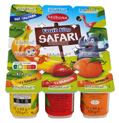 Milbona Fruit King Safari Banane, Erdbeere, Aprikose