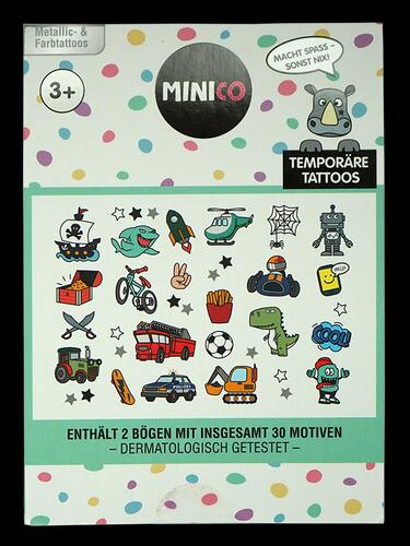 Minico Temporäre Tattoos Metallic- & Farbtattoos mit 30 Motiven, Set 02, 2 Bögen