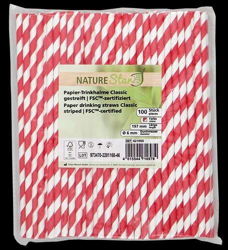 Nature Star Papier-Trinkhalme Classic, rot-weiß