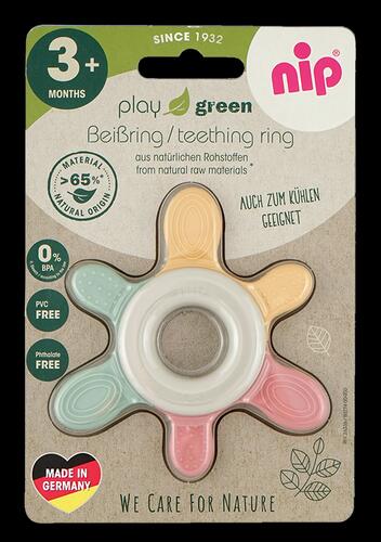 Nip Play Green Beißring, mint/gelb/rosa