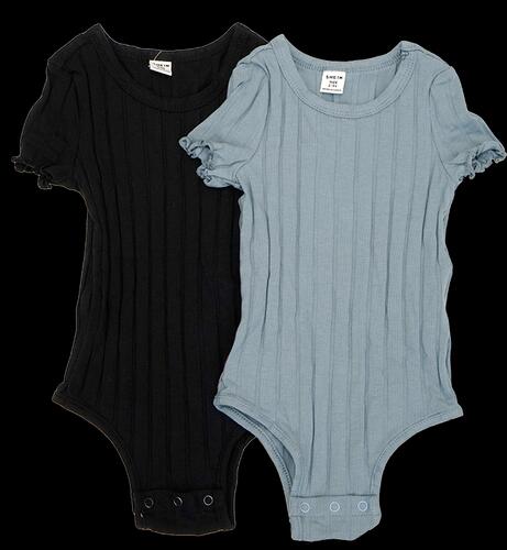 Shein Baby Mädchen Lettuche Trim Body 2 Stück, schwarz hellblau, Gr. 2-3Y