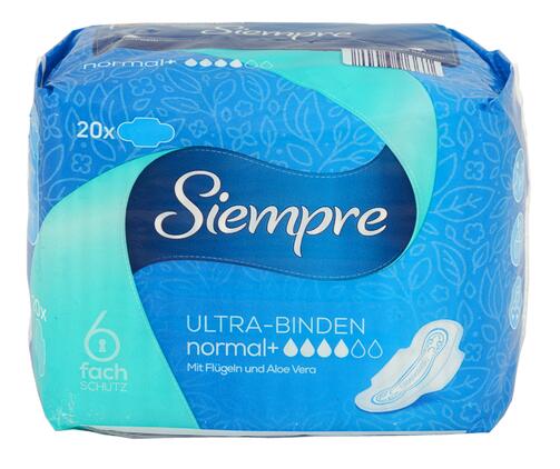 Siempre Ultra-Binden, normal+ mit Flügeln und Aloe Vera