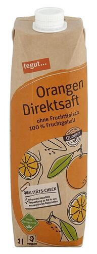 Tegut Orangen Direktsaft ohne Fruchtfleisch 