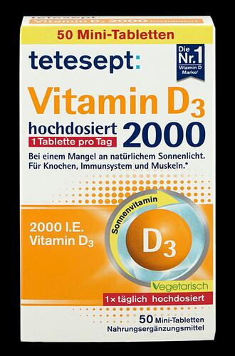 Tetesept Vitamin D3 hochdosiert 2000 i.E., Mini-Tabletten